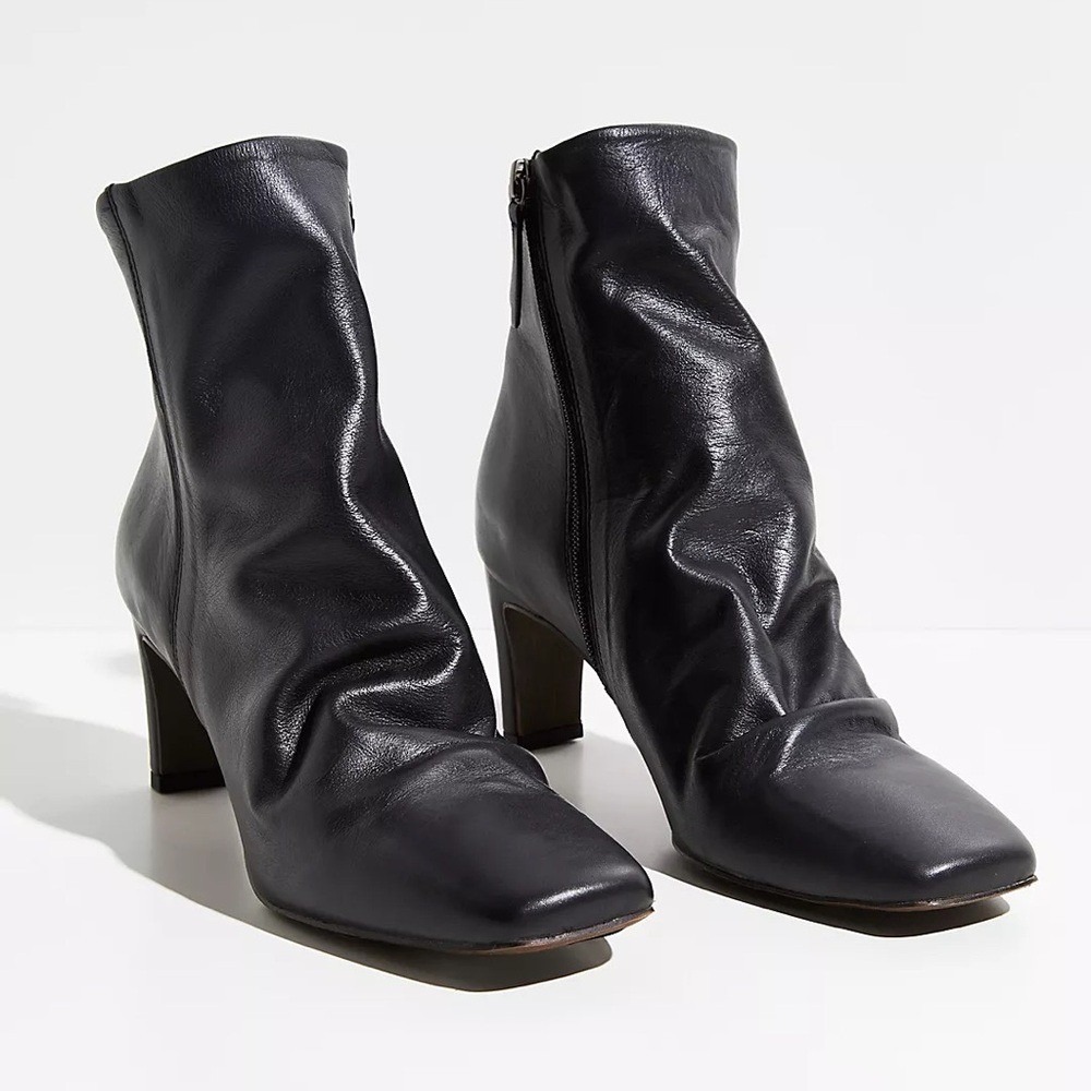 Free People Cybill Heel Ankle Boots Women's 9 Black Leather‎ Boho Hippie Career